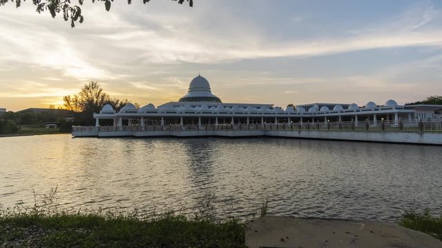 Time Lapse Of Majestic Annur Mosque During Sunset.