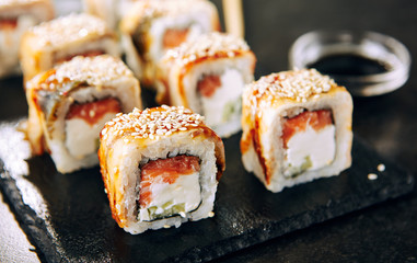 Salmon and Smoked Eel Sushi Roll