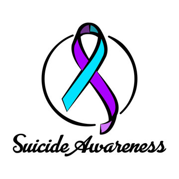 Teal purple ribbon for suicide prevention / awareness.