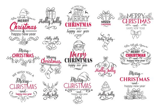 Merry Christmas festive typography set