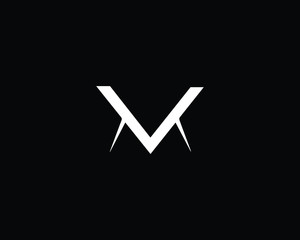 Creative and Minimalist Letter M MV VM Logo Design Icon | Editable in Vector Format in Black and White Color