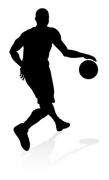 recommend clip art: A highly detailed high quality Basketball player silhouette