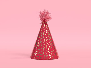 red gold hat christmas holiday decoration element 3d rendering