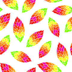 Obraz premium vector illustration. collage fall leaves on white background seamless repeat pattern. best for fall prints.