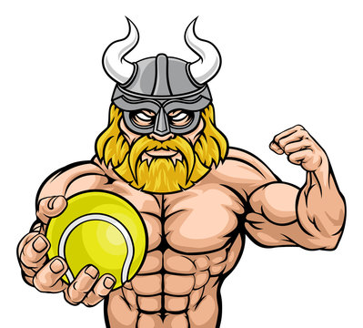 A Viking warrior gladiator tennis sports mascot