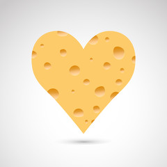 Heart shaped cheese. Vector illustration