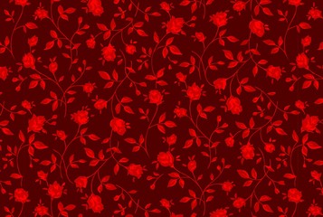 red background with roses