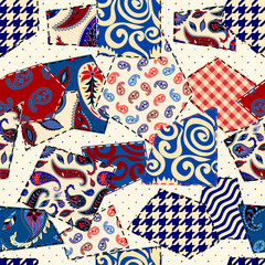 Obraz premium Seamless background pattern. Patchwork pattern. Vector image