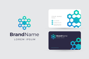 Abstract blockchain logo business card