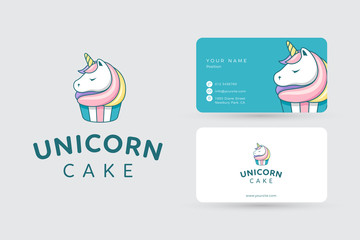 Unicorn cake logo business card