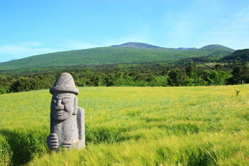제주에 있는 청보리 밭의에 있는 조각상이다.