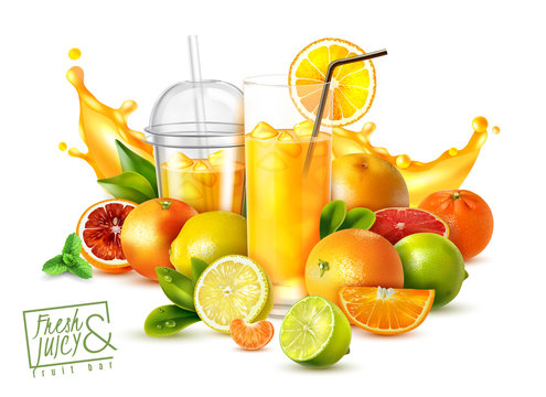 Fruit Juice Realistic Poster