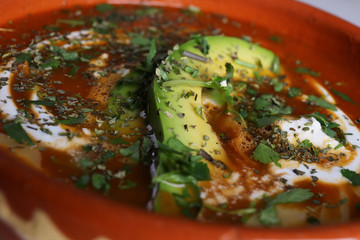 Tortilla Soup with fresh avocado and cream