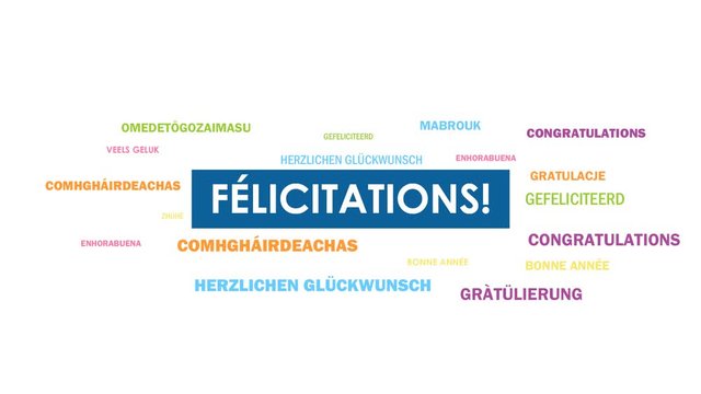 Typographie cin&eacute;tique FELICITATIONS!