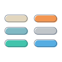 Vector monochrome web-buttons. Colored buttons with falling shadows for web design, apps and more.