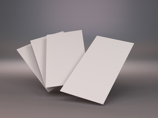 Blank Leaflet Or Flyer Template. Fan Of Hovering Greeting Cards. 3D rendering