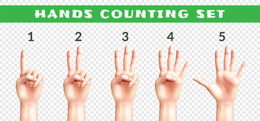 Transparent Set Of Counting Hands 