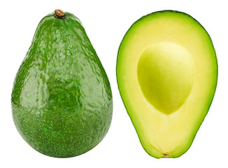 Avocado collection isolated on white. Avocado Clipping Path. Avocado studio macro shooting