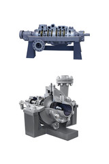 two modern pump for liquefied gas close-up. Cross-section of the pump