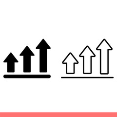 Bar chart icon set in flat isolated on white background, growth vector illustration for web site or mobile app