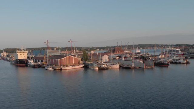 Drone footage of a marine in Svendborg, Denmark