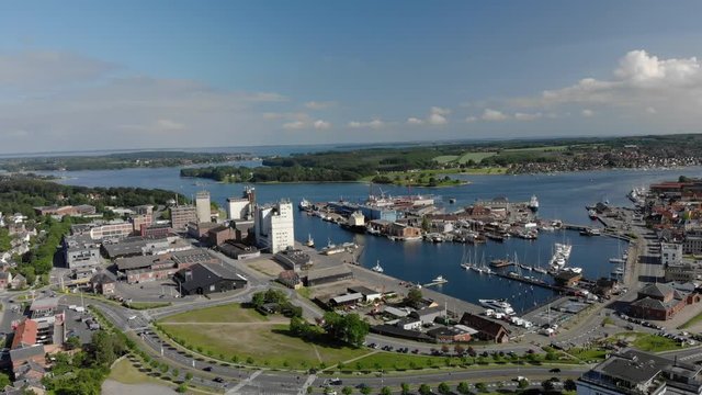 Drone footage of Svendborg in Denmark