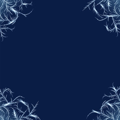 Frost corners overlay. Tangled patterns of ice crystals decoration elements.