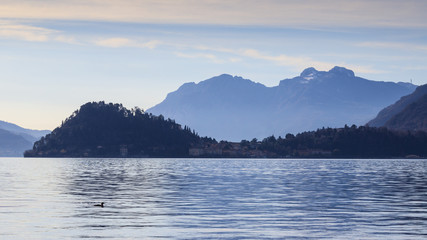 promontorio di Bellagio sul lago di Como, fotografato da Menaggio