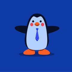 Cute Blue Penguin doing Business