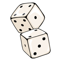 Vector Cartoon Two Dices. Casino Icon.