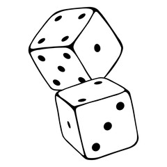 Vector Line Two Dices. Casino Icon.