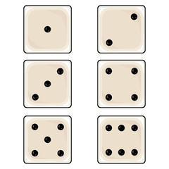 Vector Set of Cartoon Dices. Top view.
