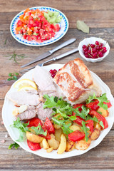 Schweinebraten mit Bratkartoffeln