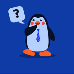 Cute Blue Penguin doing Business