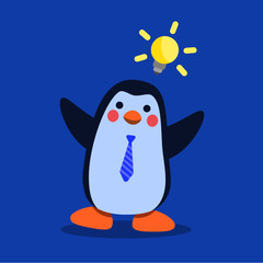 Cute Blue Penguin doing Business