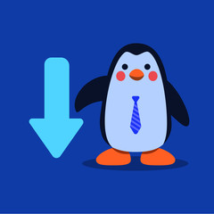 Cute Blue Penguin doing Business