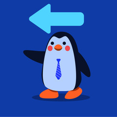 Cute Blue Penguin doing Business