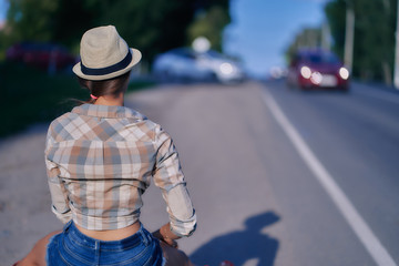 girl travels. hitch-hiking. freedom. vacation.