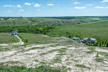 Voronezh open spaces, chalk mountains. Kostomarovsky monastery is located in a charming and mysterious area, among the Cretaceous mountains, rich in medicinal herbs.