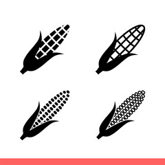 Corn icon set in flat isolated on white background, vegetables vector illustration for web site or mobile app