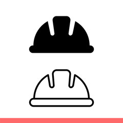 Hard hat icon set in flat isolated on white background, safety helmet vector illustration for web site or mobile app