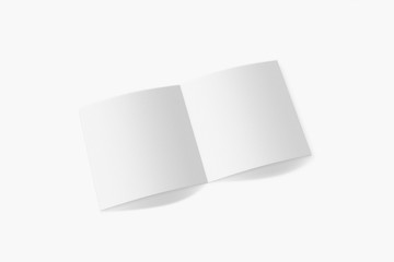 Mockup square booklet, brochure, invitation isolated on a white background with soft cover and realistic shadow. 3D rendering.