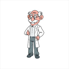 Professor old man cartoon character illustration design vector format