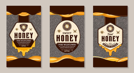 Honey labels and packaging design templates