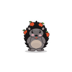Cute hedgehog icon.Vector cartoon illustration can use for kids decor, print, card, sticker kit, posters, interior design.