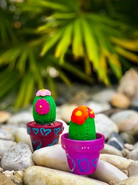 Cactus color&eacute; r&eacute;alis&eacute;s en pate fimo