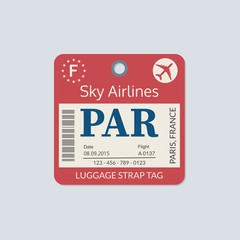 Paris Luggage tag. Airport baggage ticket. Travel label. Vector illustration. 