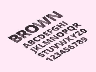 Hole alphabet. Trendy romano bricks letters 3d symbols isometric. Illustration of alphabet type isometric, abc trendy geometric typeface