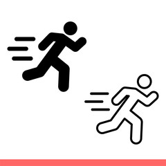 Run icon set in flat isolated on white background, sport vector illustration for web site or mobile app