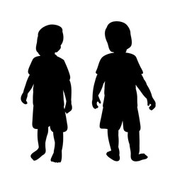 vector, isolated, black silhouette of a child, boy